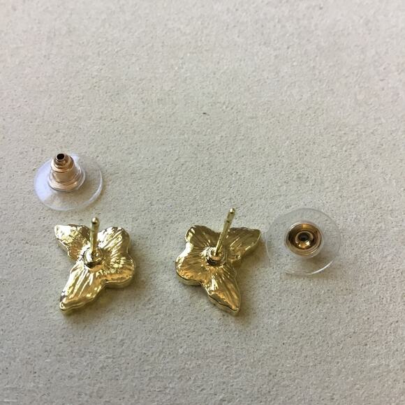 Gold & Black Butterfly Shaped Stud Earrings - Picture 5 of 6